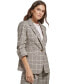 Petite Plaid Notch-Collar Ruched-Sleeve Jacket