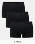 ASOS DESIGN 3 pack trunks in black cotton