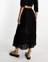 IIsla & Bird broderie maxi tiered beach skirt co-ord in black