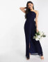 Yaura Bridesmaid drape one shoulder maxi dress in navy