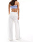 & Other Stories linen blend wide leg trousers with drawstring waist in white