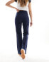 Vila high waisted pin tuck pull on trousers in navy