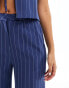 Kaiia tailored wide leg trousers co-ord in blue pinstripe