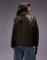 Topshop super oversized faux leather biker jacket in washed green