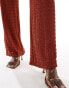 ASOS DESIGN co-ord wide leg jersey crochet trousers in rust