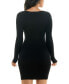 Juniors' Surplice-Neck Long-Sleeve Stud-Trim Sweater Dress