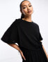 & Other Stories mini dress with drape detail in black