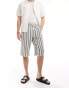 ASOS DESIGN heavyweight textured short in navy and white stripe