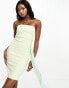 Vesper bandeau mini dress with drape detail in sage green