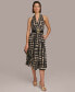 Donna Karan Women's Printed Belted A-Line Dress