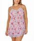 Plus Size 1Pc. Brushed Floral Chemise Nightgown