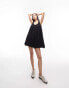 Topshop topstitch mini chuck on dress in black