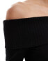 Pieces fine knit off shoulder jumper in black