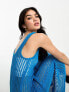 Reclaimed Vintage knitted crochet summer festival midi dress in blue