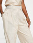 River Island co-ord pinstripe pleated trouser in beige