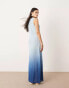 ASOS EDITION knitted sheer sleeveless maxi column dress in blue ombre