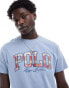 Polo Ralph Lauren check logo print t-shirt classic oversized fit in light blue