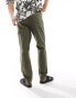 ASOS DESIGN slim linen trouser in khaki with elasticated waist