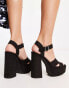 Pull&Bear cross over block heel sandal with buckle detail in black