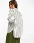 Selected long sleeve shirt In white and green stripe