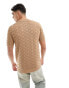 Brave Soul textured knit trophy neck polo in tan