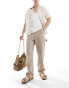 Jack & Jones wide fit linen mix carpenter trouser in beige