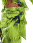 YAS tie side wrap mini skirt co-ord in lime print - MULTI