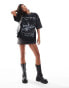 ASOS DESIGN oversized t-shirt with rock graphic and stud detail in washed black