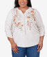 Plus Size Scottsdale Falling Floral Embroidered Henley Top