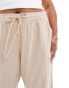 ONLY Curve cheesecloth wide leg trouser in beige