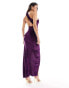 ASOS DESIGN velvet one shoulder maxi dress with cut away side in deep purple