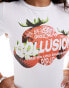 COLLUSION baby tee with strawberry graphic print in white