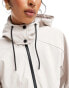 ASOS DESIGN rubberised chuck on rain jacket with pocket detail in stone