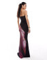 Murci bandeau oversized phoenix print maxi dress in black