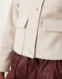 New Look cropped shacket with pockets in stone