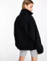 ASOS DESIGN Weekend Collective oversized half zip borg fleece with logo in black