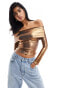 ASOS DESIGN off shoulder bronze foil long sleeve