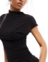 Vila stretch mini dress with ruched sides in black