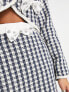 Sister Jane a-line mini skirt in navy and white check with bow co-ord