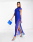 ASOS DESIGN sleeveless chiffon midaxi dress with open back in cobalt