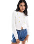 ASOS DESIGN neat fit cardigan with lemon embroidery in ivory