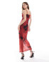 Noisy May rose print maxi dress in red