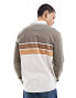 Vans harrison long sleeve knitted rugby shirt in brown