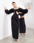 ASOS EDITION bardot oversized structured puff sleeve maxi dress in black