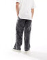 Weekday Micha workwear trousers with seam details in Black wash