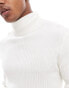 Brave Soul cotton ribbed roll neck jumper in white