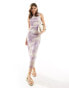 Vero Moda sleeveless mesh maxi dress in purple spray print