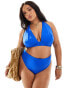 ASOS DESIGN Curve Maya high leg high waist bikini bottom in cobalt