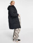 Object longline padded coat in black