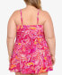 Swim Solutions Plus Size Printed Bow-Front Swimdress Paisley Patch Size 22W